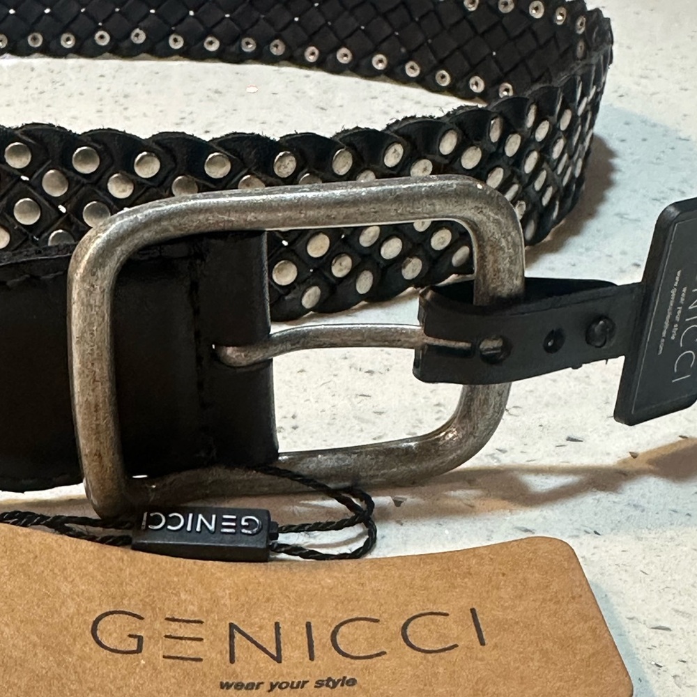 NWT Genuine Leather Woven Studded Belt